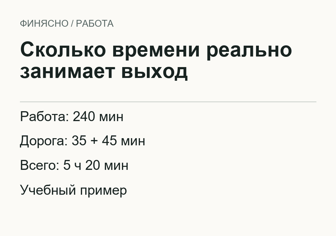 Учебный расчёт времени или начальных расходов