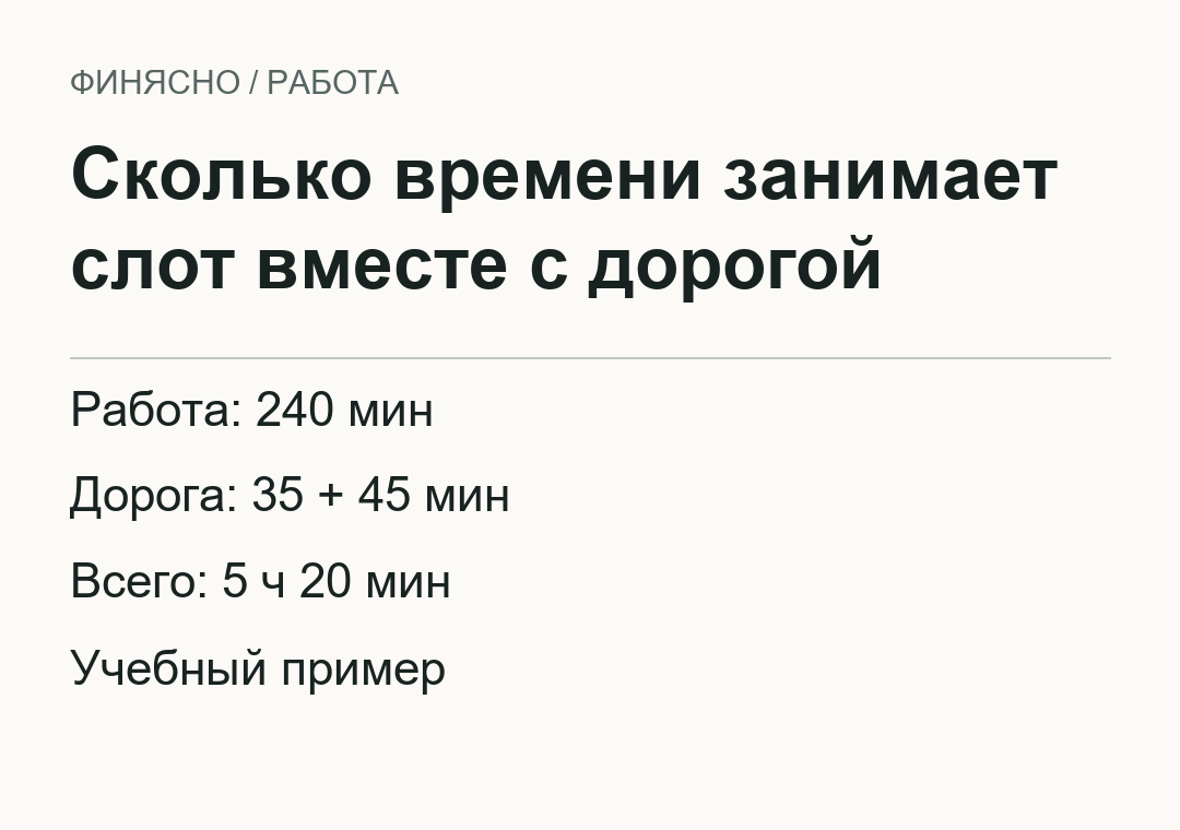 Учебный расчёт времени или начальных расходов