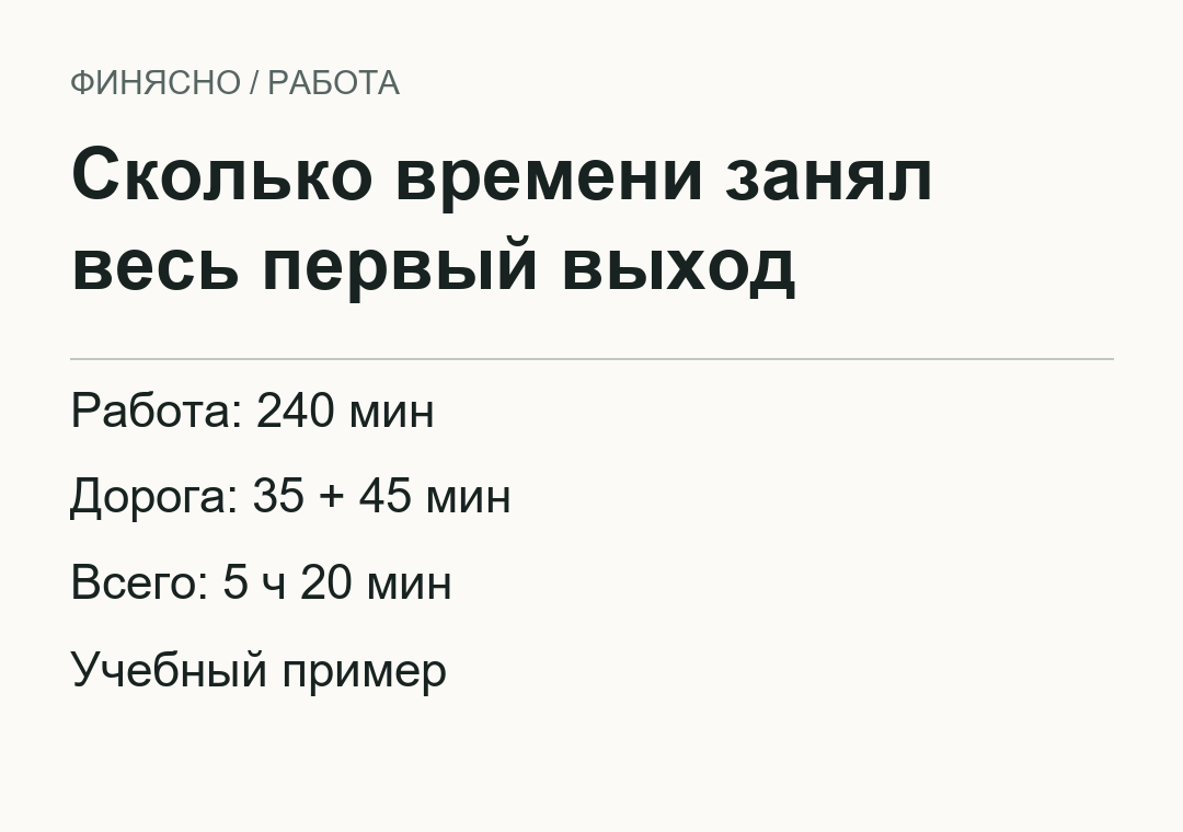 Учебный расчёт времени или начальных расходов